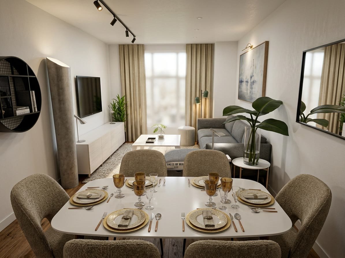 Salón preparado con home staging para vender en Vitoria — Negreira