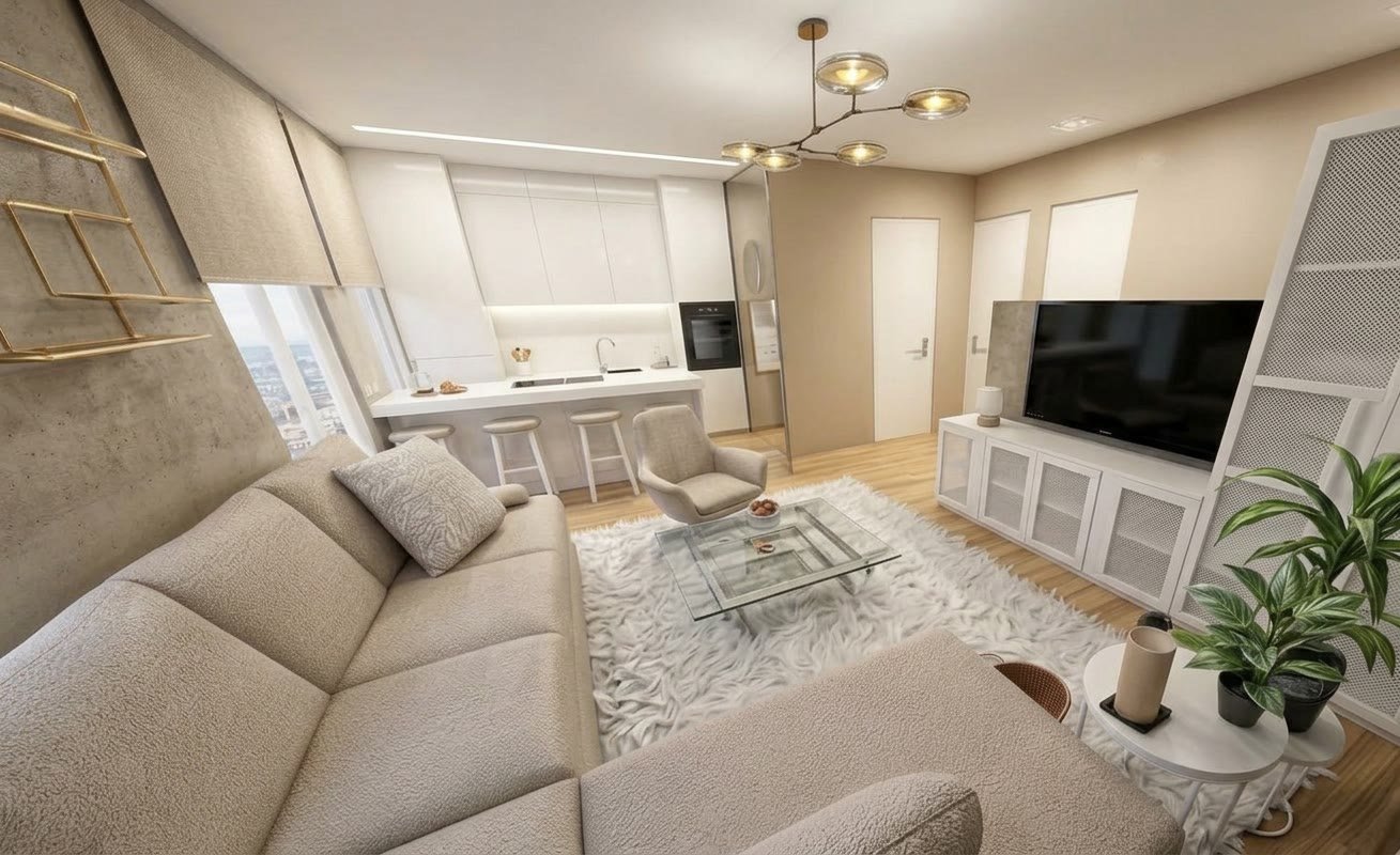 Proyecto de reforma en 3D del mismo piso para la venta en Vitoria